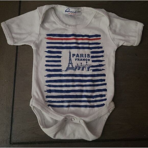 Paris Yan Master France One Piece Body Suit 12 - 18 Months Eiffel Tower Blue Red - Picture 2 of 6